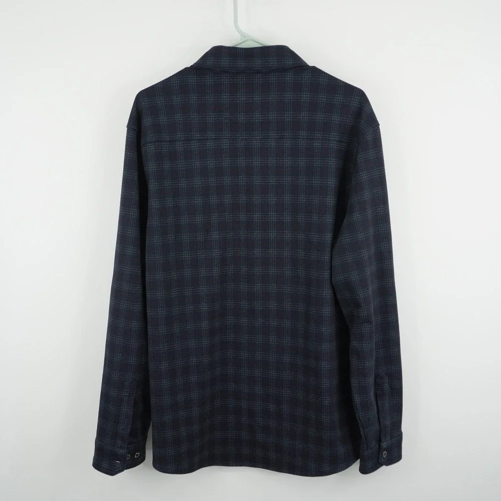 Age of Wisdom Button Up Shirt Mens XL Blue Plaid Long Sleeve Stretch Flannel - Picture 4 of 6